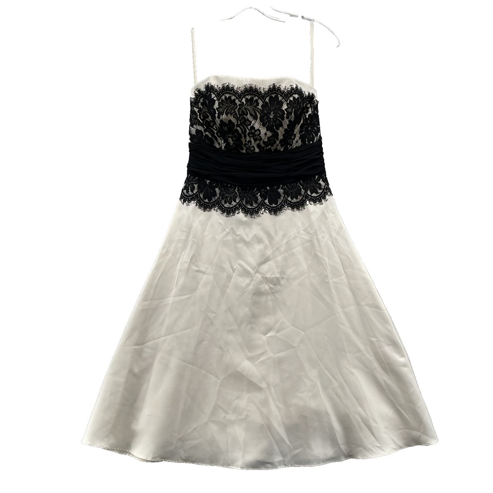 White House Black Market Dress Womens 2 Lace Satin Bow Formal Classic Party Chic